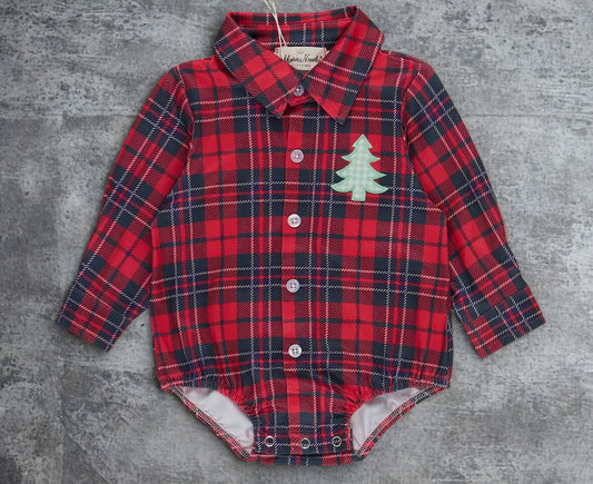 Christmas Tree Lumberjack Button-up Bubble